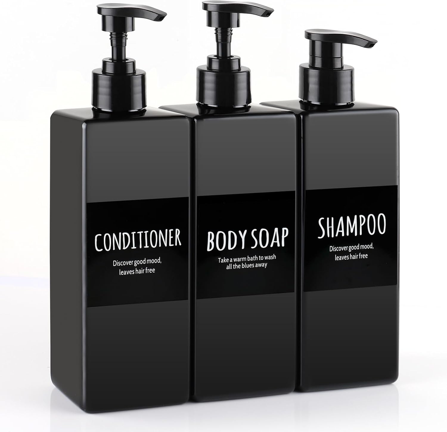 Black Pump Shower Soap Dispenser Set - 16.9 oz - deroanbott
