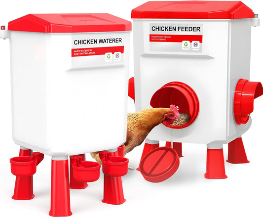 Hanging Chicken Feeder and Waterer Set for Coop Accessories