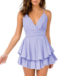Hocuos Women's V-Neck Ruffle Mini Dress - Flattering Fit for Curves