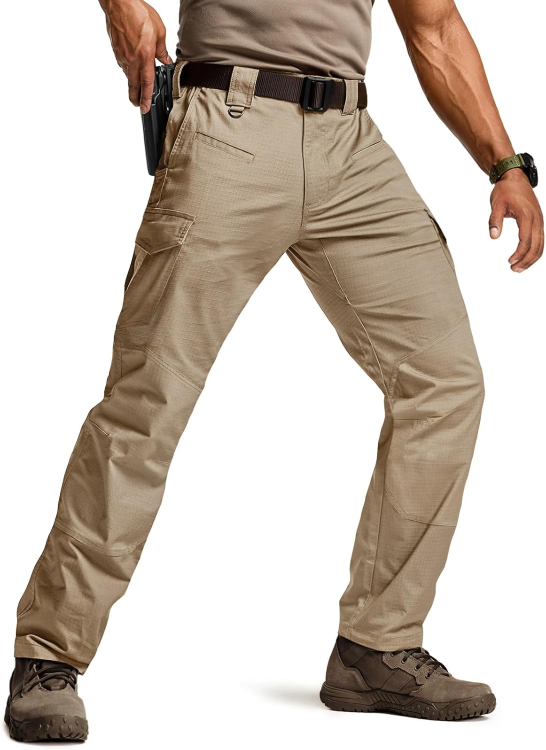 CQR Men's Flex Ripstop Tactical Pants for Outdoor Activities