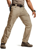 CQR Mens Flex Ripstop Tactical Pants - Water Resistant Stretch Cargo