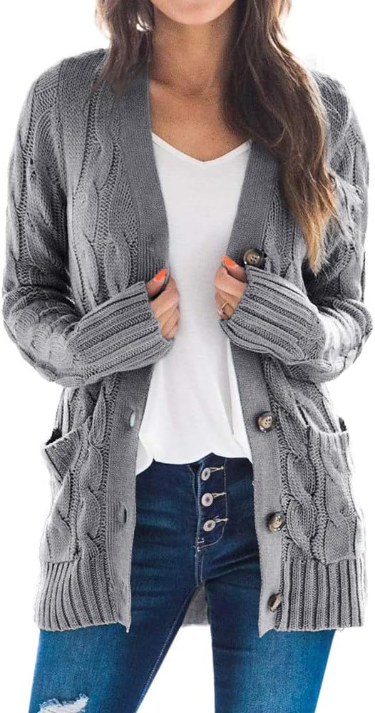 Goranbon Women's Cable Knit Cardigan: Stylish Open Front Sweater