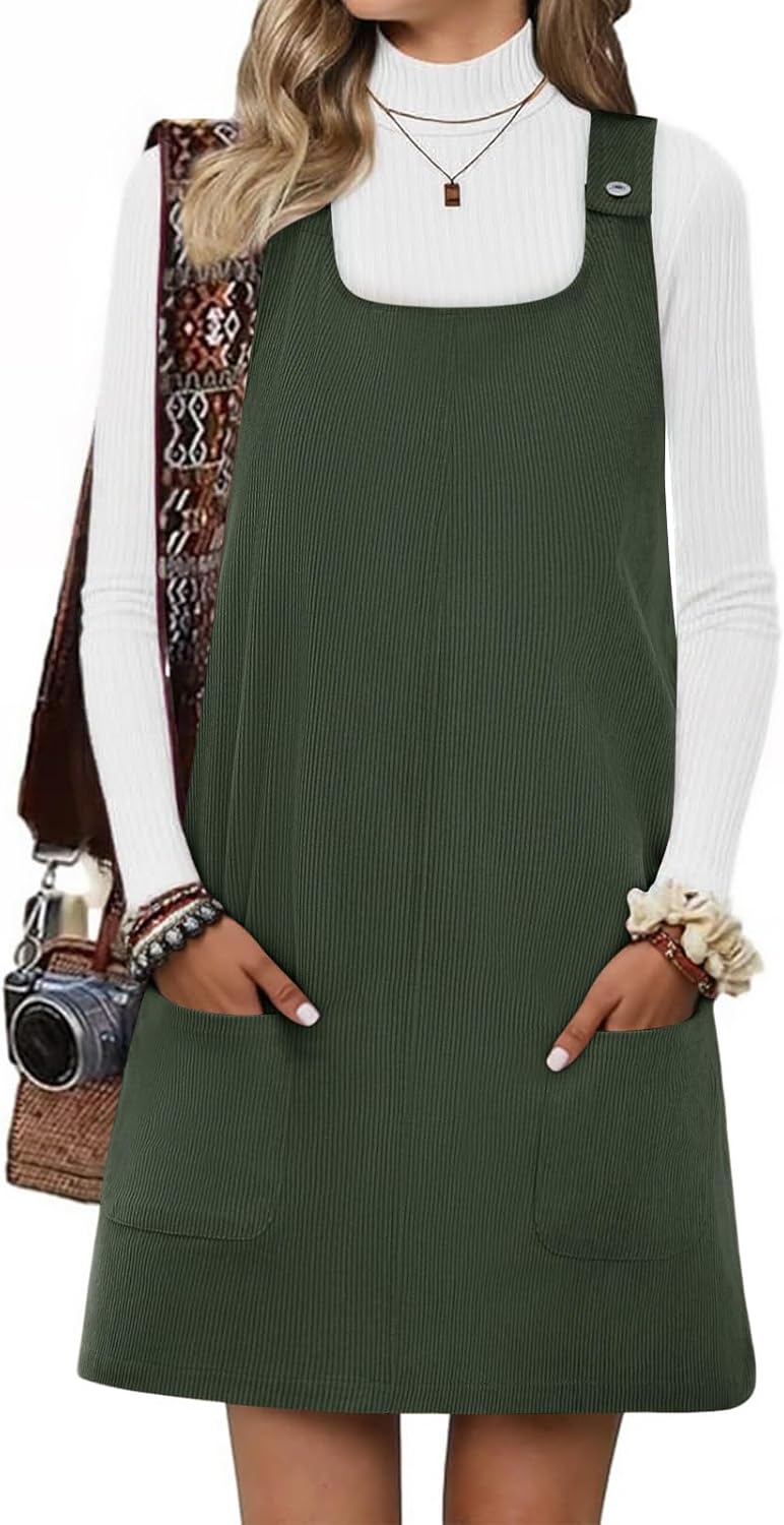 Yousify Womens Corduroy Overall Dress for Stylish Casual Wear
