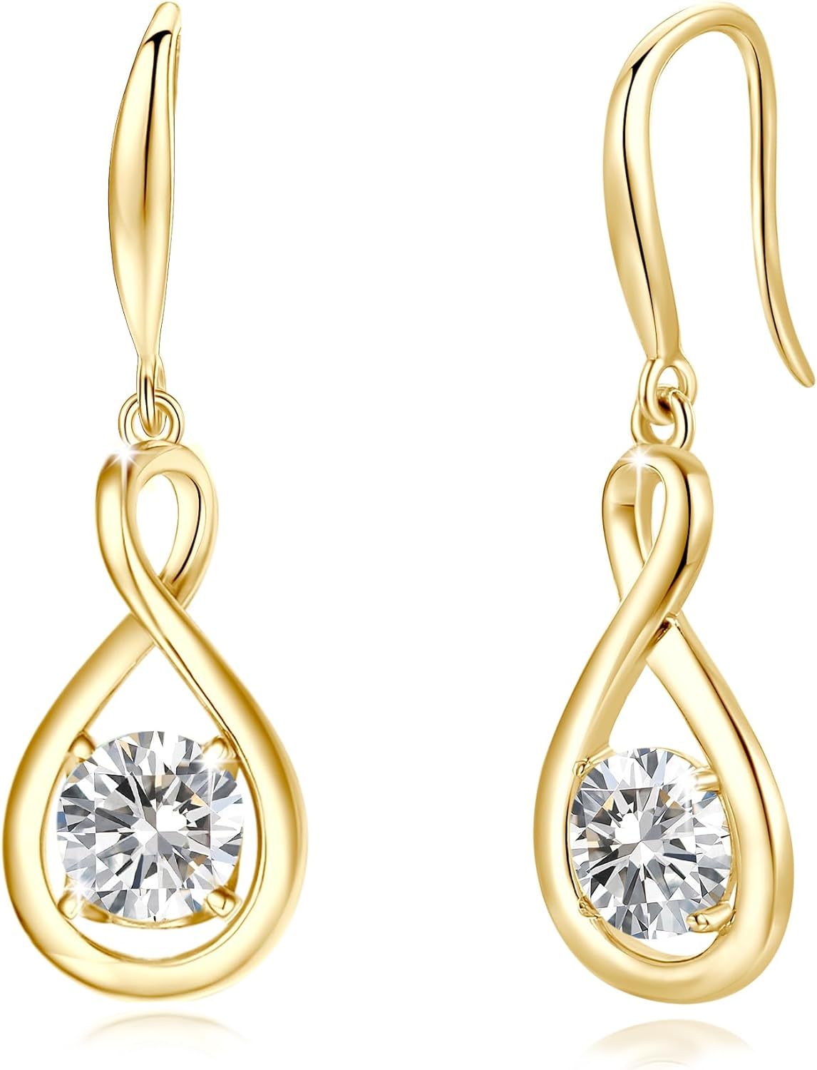 Dangle Drop Earrings in 925 Sterling Silver with Birthstone