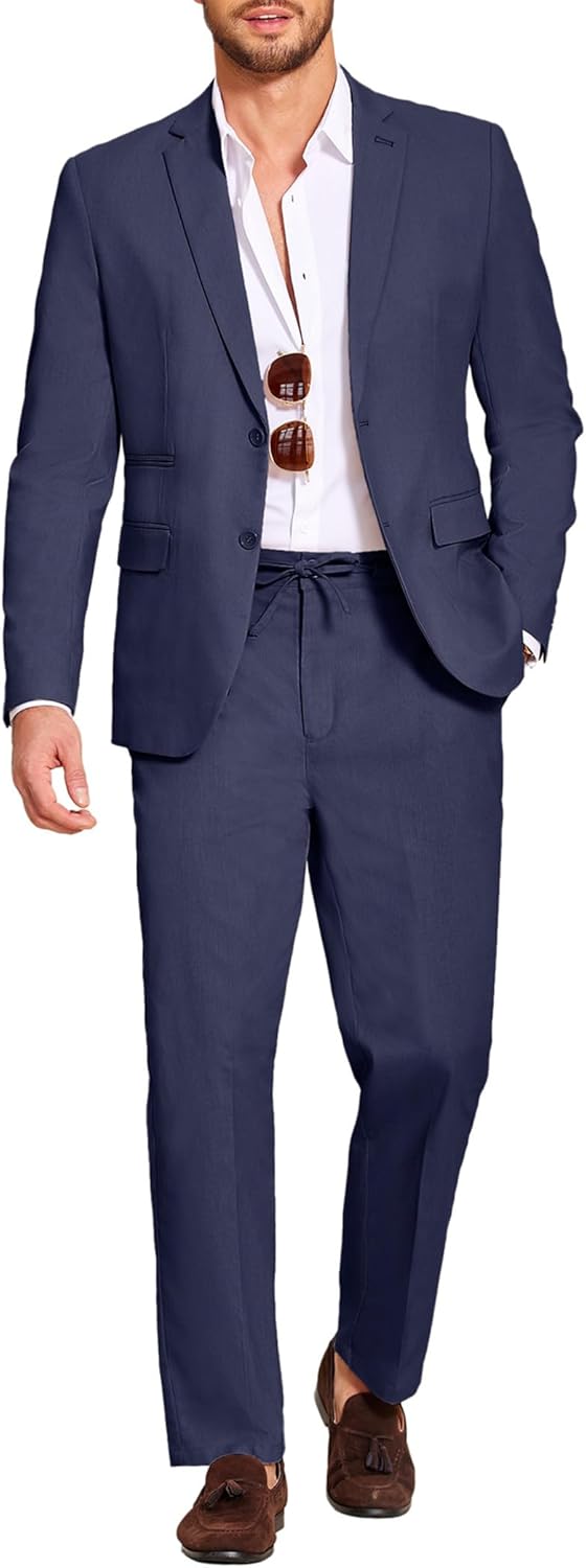 Stylish COOFANDY Men's 2 Piece Linen Suit Set for All Occasions