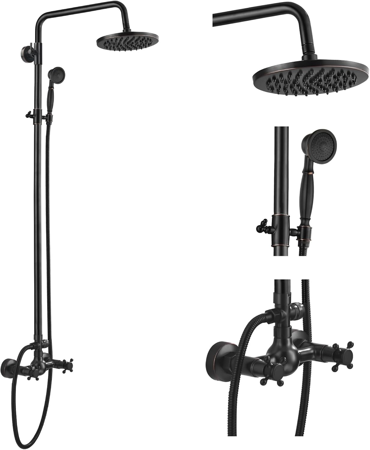 Gotonovo Exposed Bathroom Shower Faucet Set with Rainfall Head