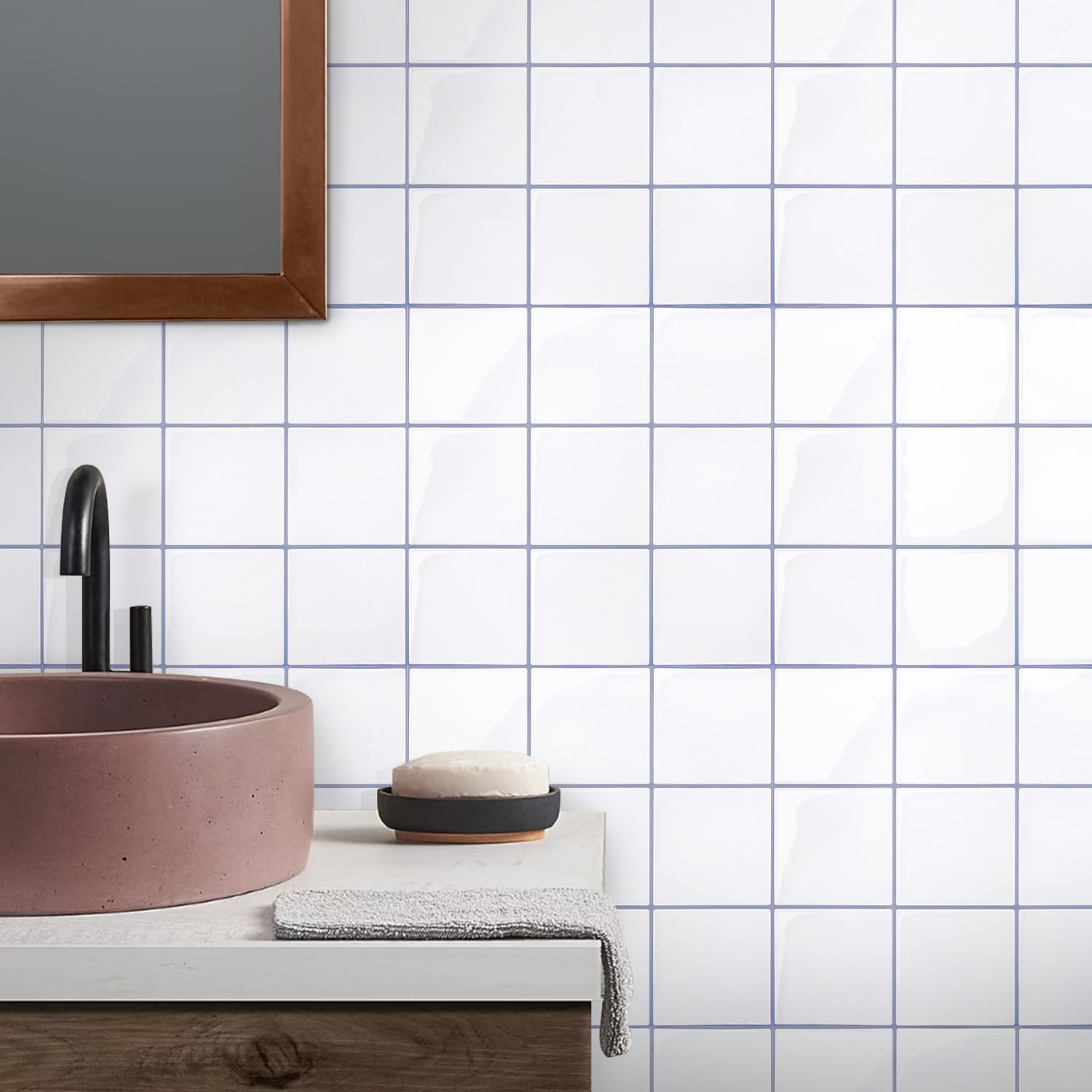 Commomy Thicker White Peel and Stick Tiles for Home Decor