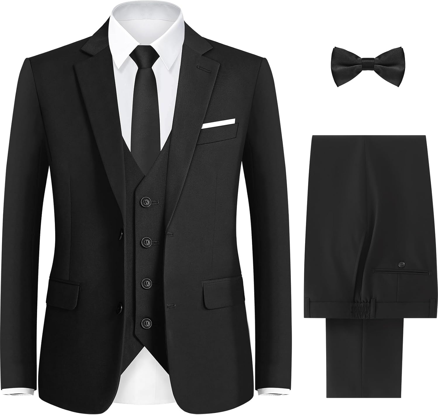 ELPA Men's Slim Fit 3-Piece Suit with Stretch Fabric Options