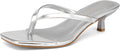 Women Kitten Heel Thong Sandals Square Toe 1.77in Heel - Comfortable