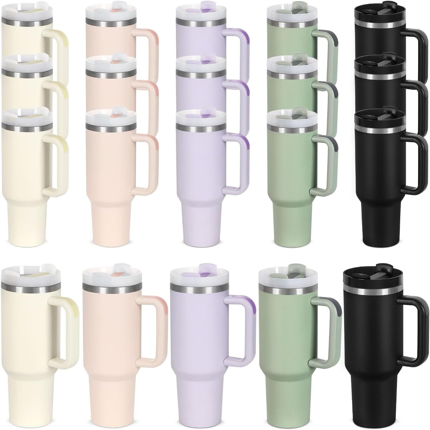 15 Pack 40 Oz Tumblers with Handle and Straw for All Occasions