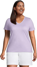 Lands' End Women's Relaxed Supima Cotton Short Sleeve V-Neck T-Shirt