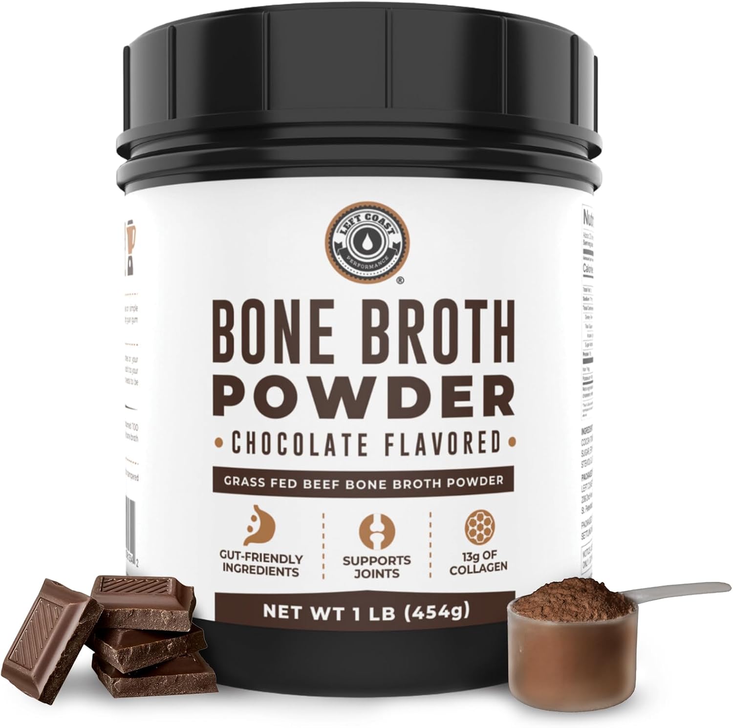 16oz Chocolate Bone Broth Protein Powder for Gut Health