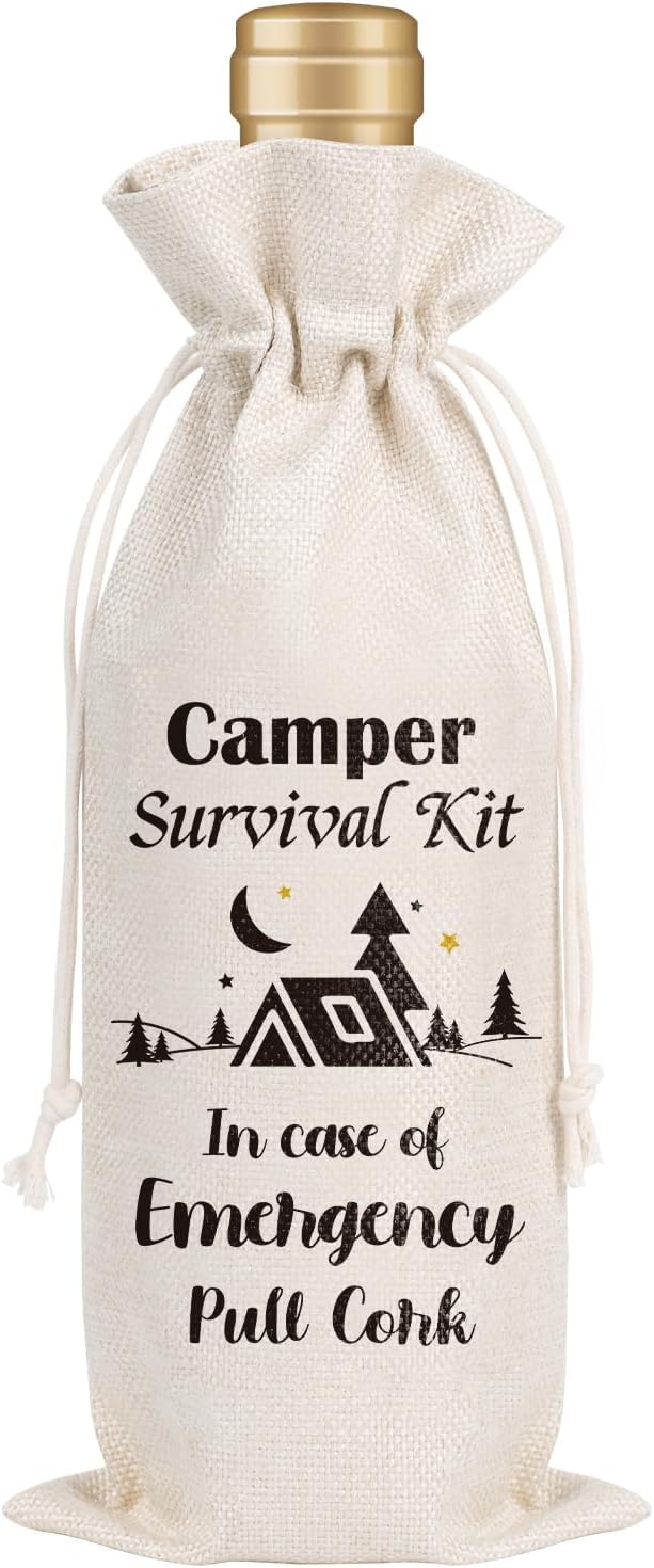 Wxiben Camping Wine Gift Bag - Fun Camper Lover's Delight