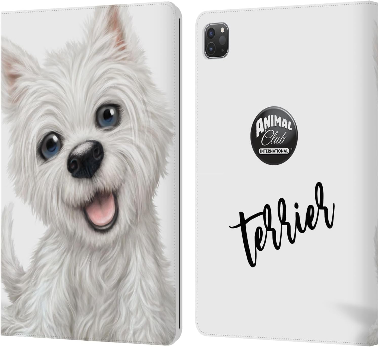 Animal Club International Terrier Faces Leather Wallet Case for iPad