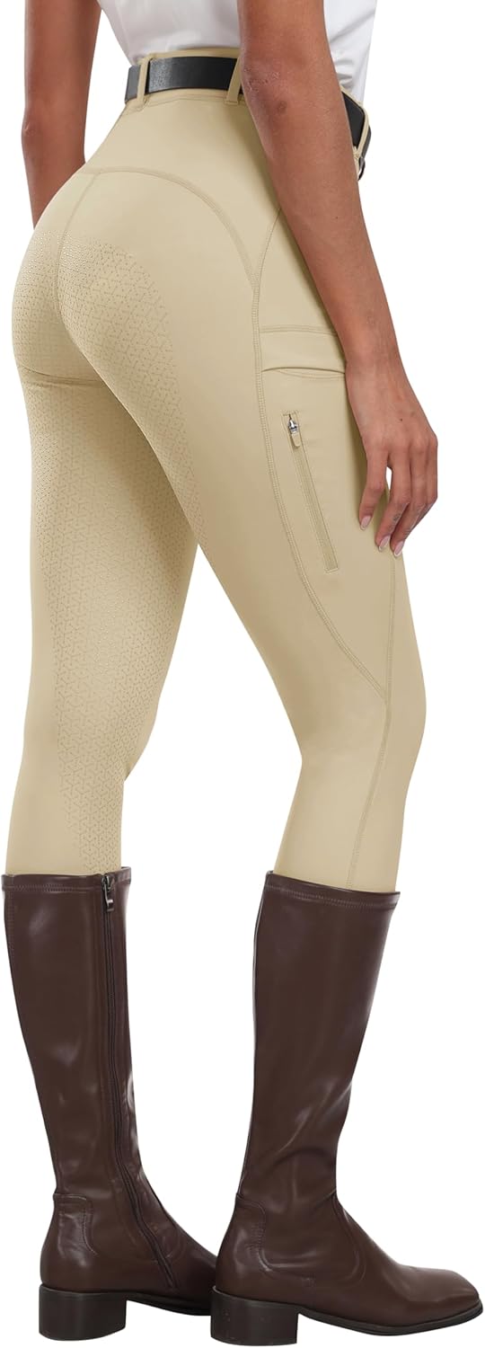MoFiz Women's Silicone Full Seat Horse Riding Pants with Pockets
