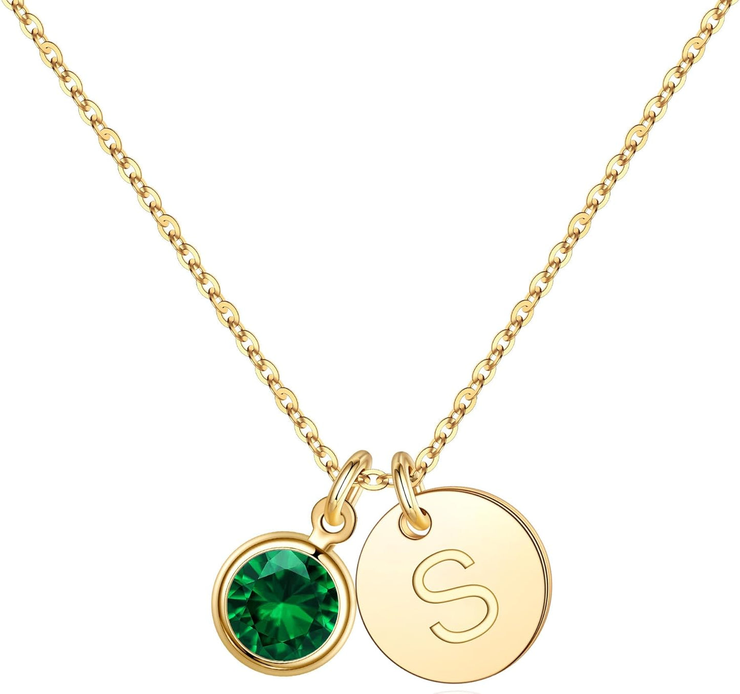Personalized Birthstone Initial Necklace for Women and Girls