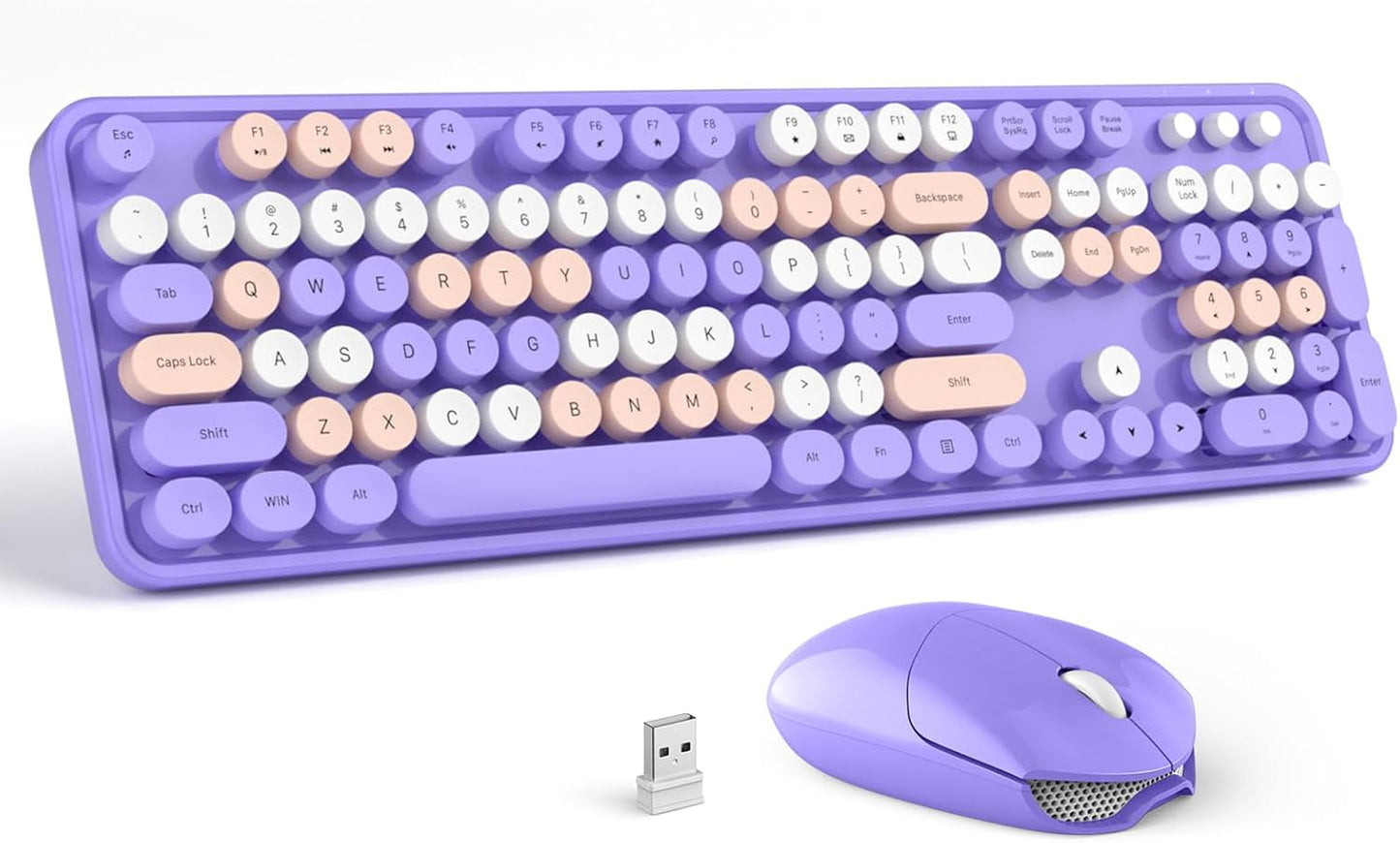 Wireless Keyboard Mouse Combo - Colorful Ergonomic Design