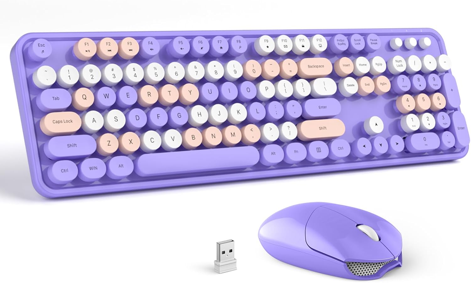 Wireless Keyboard Mouse Combo - Colorful Ergonomic Design