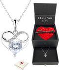 Mothers Day Gifts Necklace for Mom with Rose Box - Infinity Heart