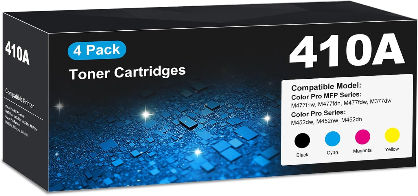 410A Toner Cartridge 4 Pack Compatible for HP Laser Jet Pro