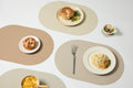 Beige Oval Silicone Placemats Set of 6 - Heat Resistant Dining Mats