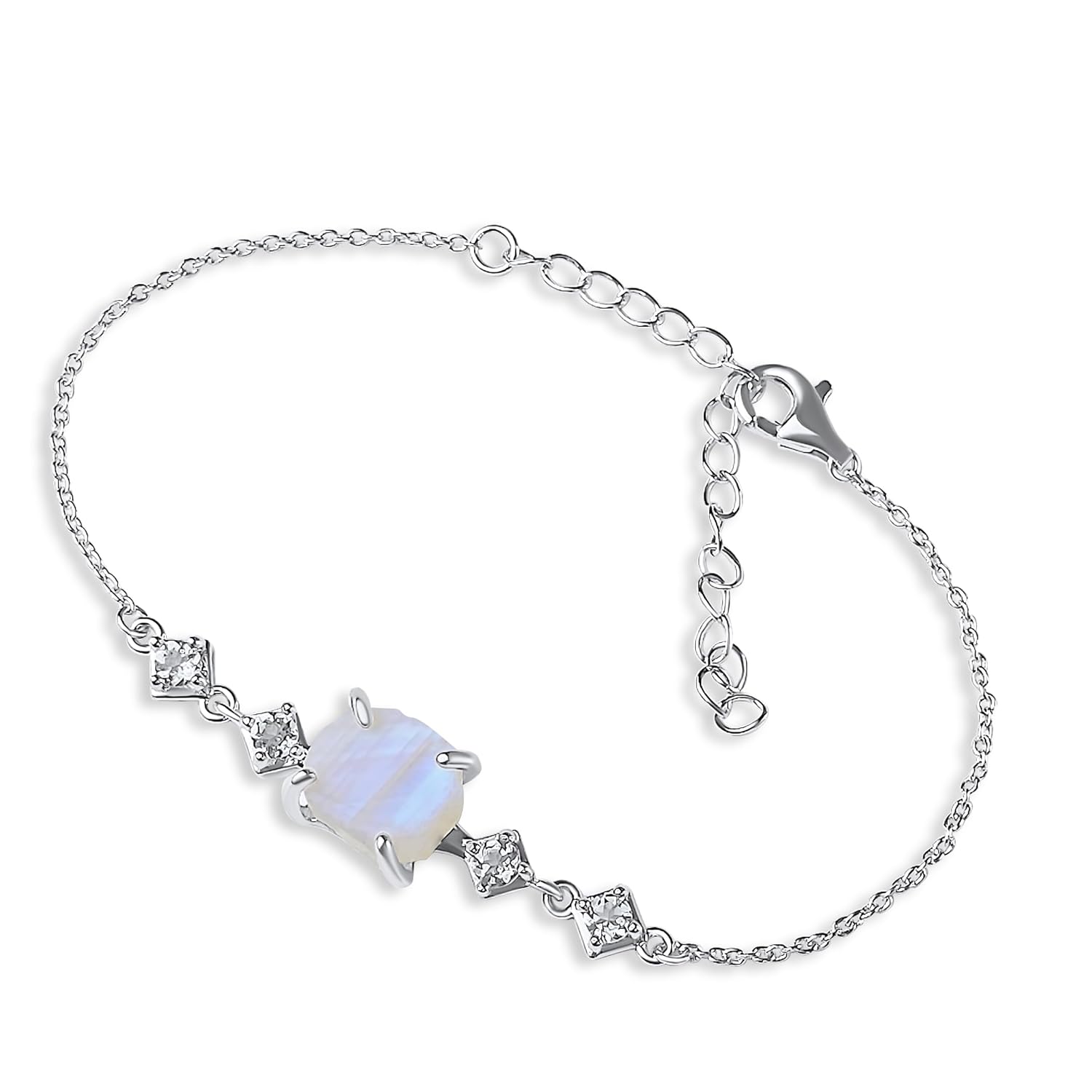 Raw Moonstone Bracelet June Birthstone Gift for Her Unique Design