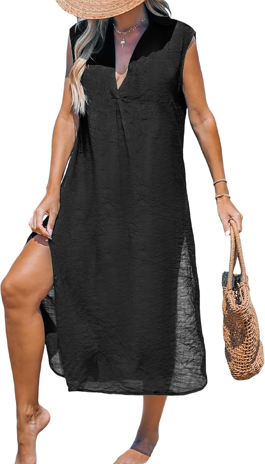 CUPSHE Women's Swimsuit Coverup Casual Sleeveless Long Cardigan