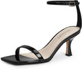 Modatope Womens Heeled Sandals Black Faux Leather Kitten Heel