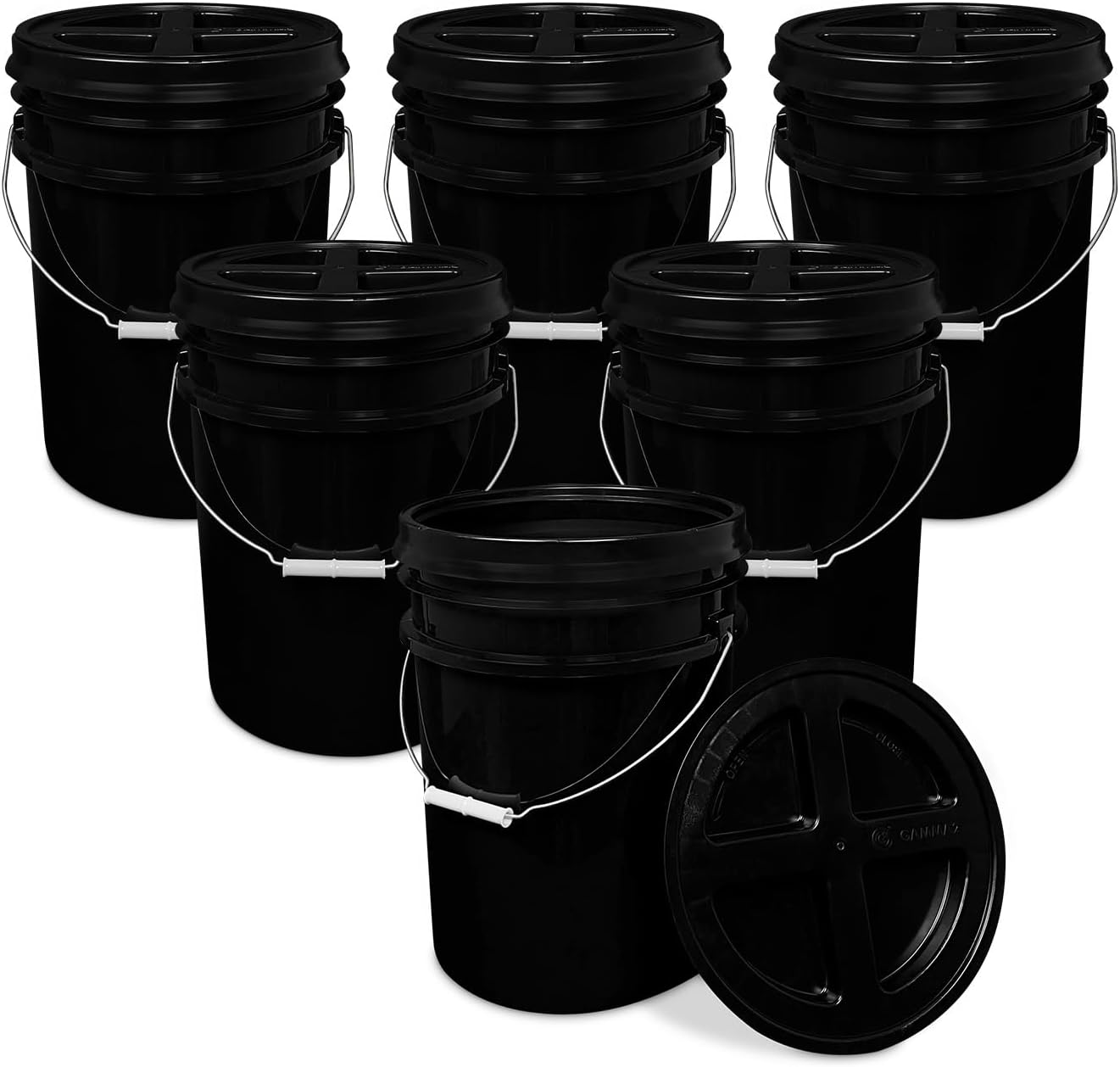 5 Gallon Black Bucket with Gamma Seal Lid for Food Storage