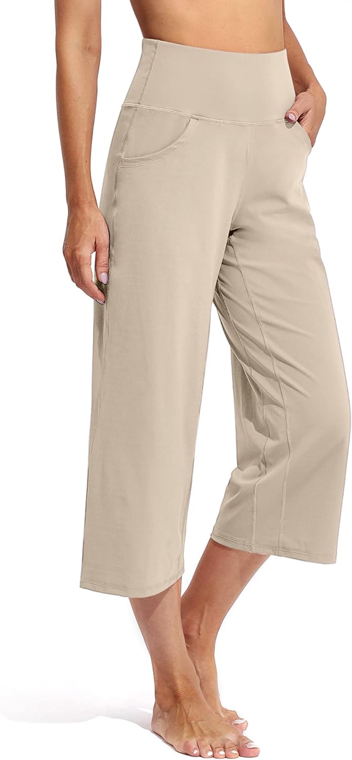 Promover Capri Pants for Women: Comfortable Wide Leg Yoga Wear