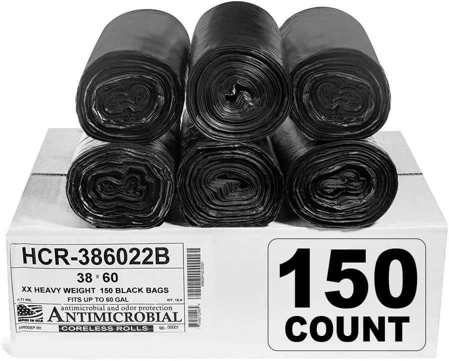 High Density Trash Bags 60 Gallon for Office and Industrial Use