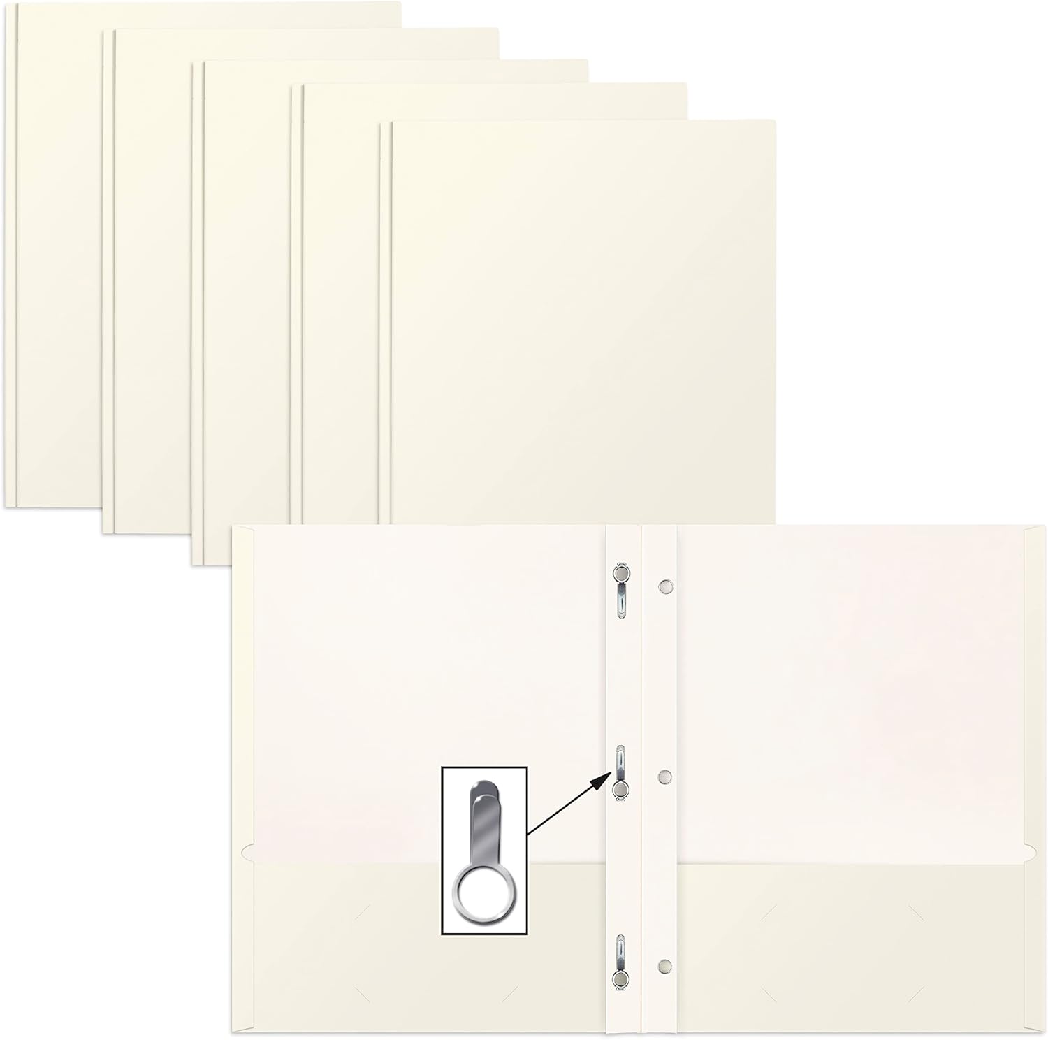 50 Pack White Paper Folders with Prongs - Secure Organization