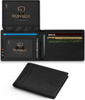 RUNBOX Wallet for Men Slim Rfid Leather 2 ID Window With Gift Box This