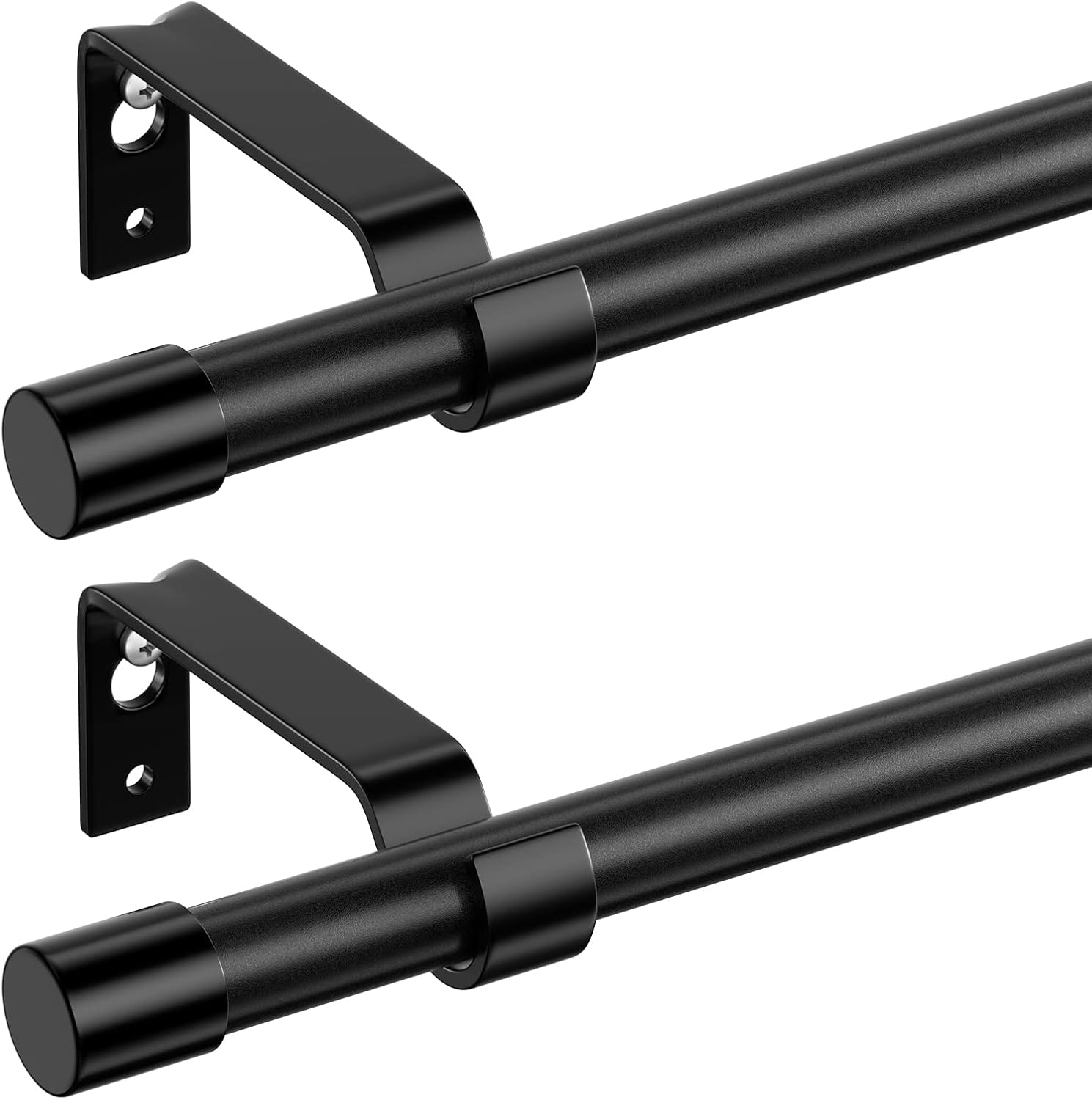 Adjustable Black Curtain Rods 2 Pack - 28-48 inch Windows - Sleek & Sturdy!