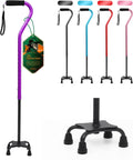 Quad Cane Adjustable Walking Cane with Offset Cushioned Handle