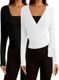 SweatyRocks Women's Y2k Pilates Wrap Top - Flattering Ballet Yoga 's)
