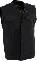 Classic Denim Vest Brute Concealed Snap Black Denim Club Style Vest