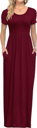 AUSELILY Women's Short Sleeve Loose Long Maxi Dress - Casual Comfort