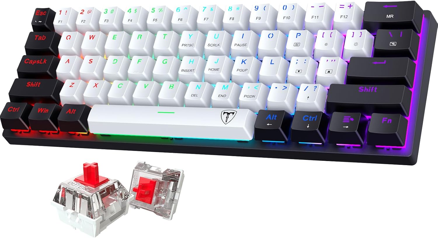 CACKBIRD Portable 60% Gaming Keyboard with Red Switches - Ultimate Compact Efficiency