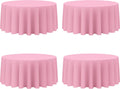BRILLMAX 4 Pack Pink Round Tablecloths 132 in - Elegant Reusable