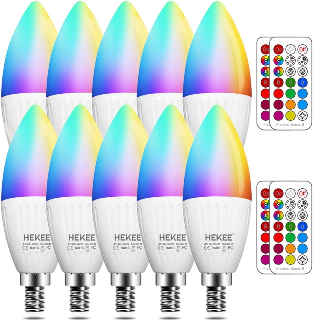 E12 B11 LED Candle Light Bulbs with Remote Control and Timer