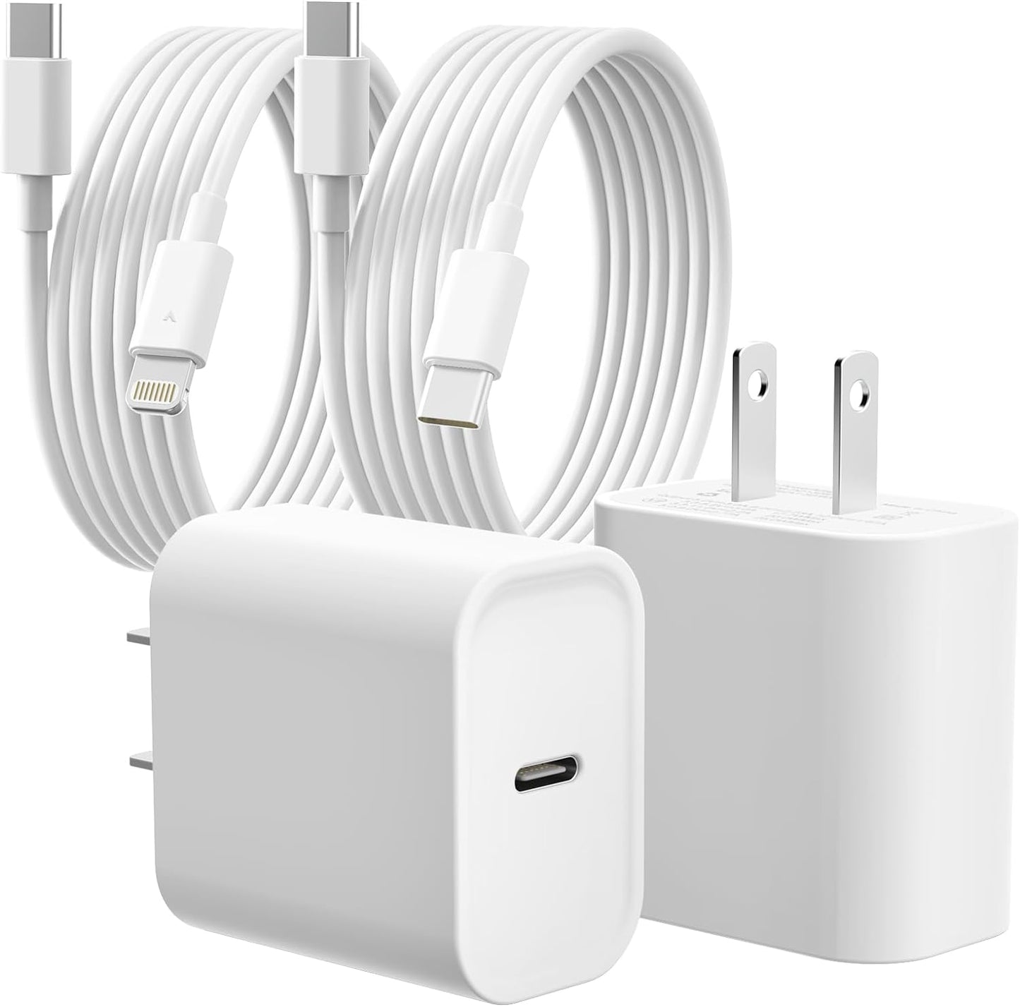 Fast Charge 2 Pack 20W USB C Wall Charger Set for iPhone & iPad