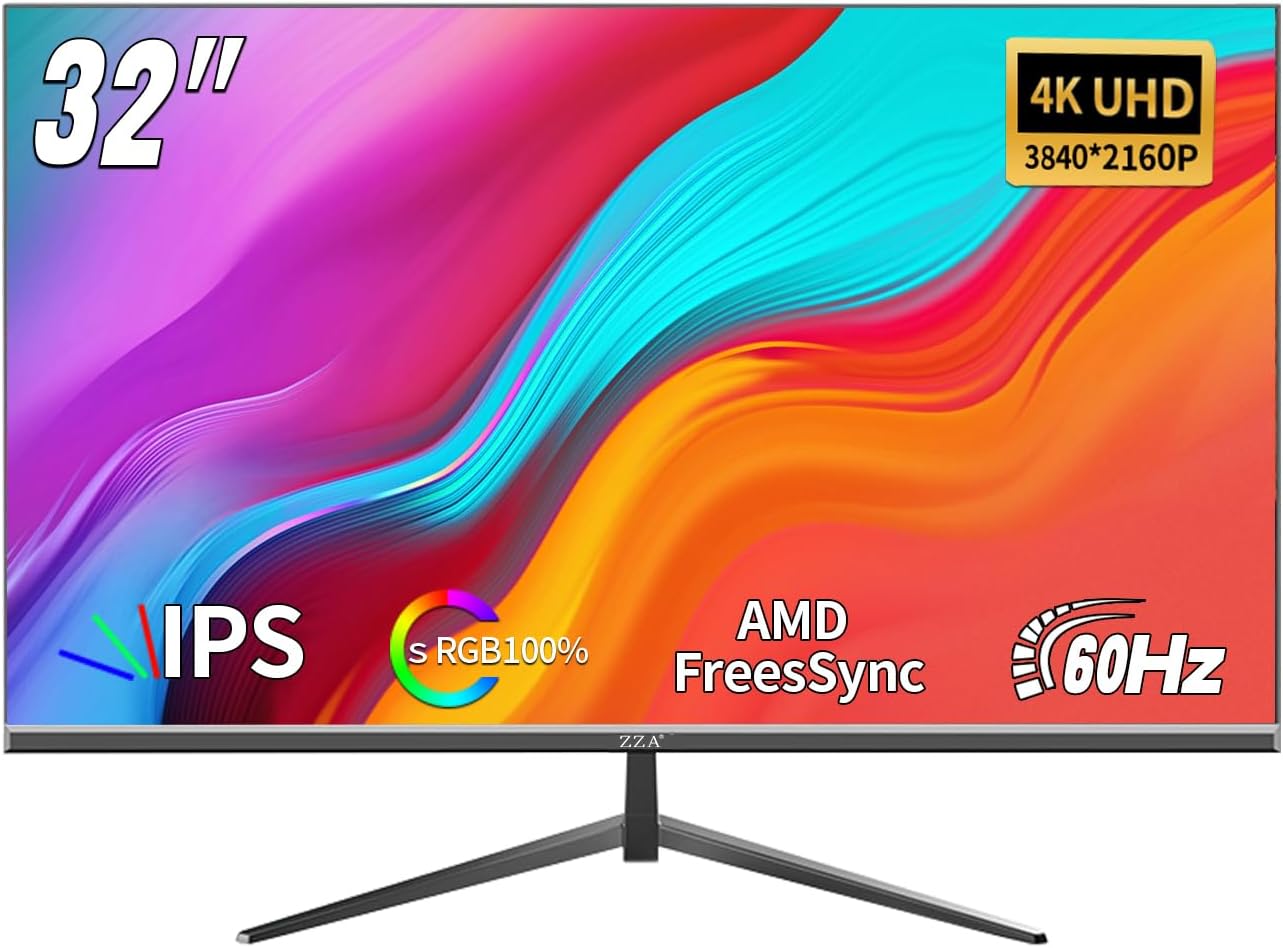 32 Inch 4K Monitor with Ultra-Thin Bezels for Gaming and Work