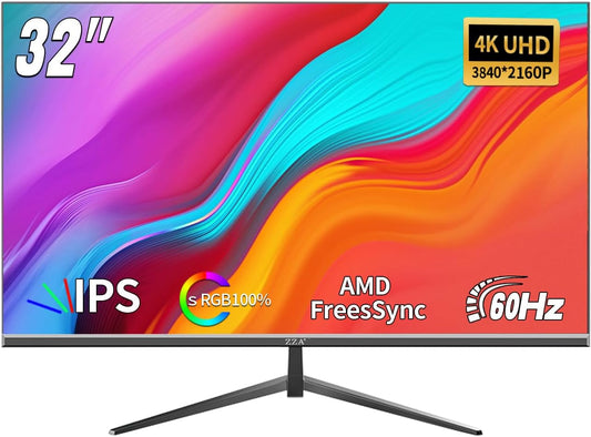 32 Inch 4K Monitor with Ultra-Thin Bezels for Gaming and Work