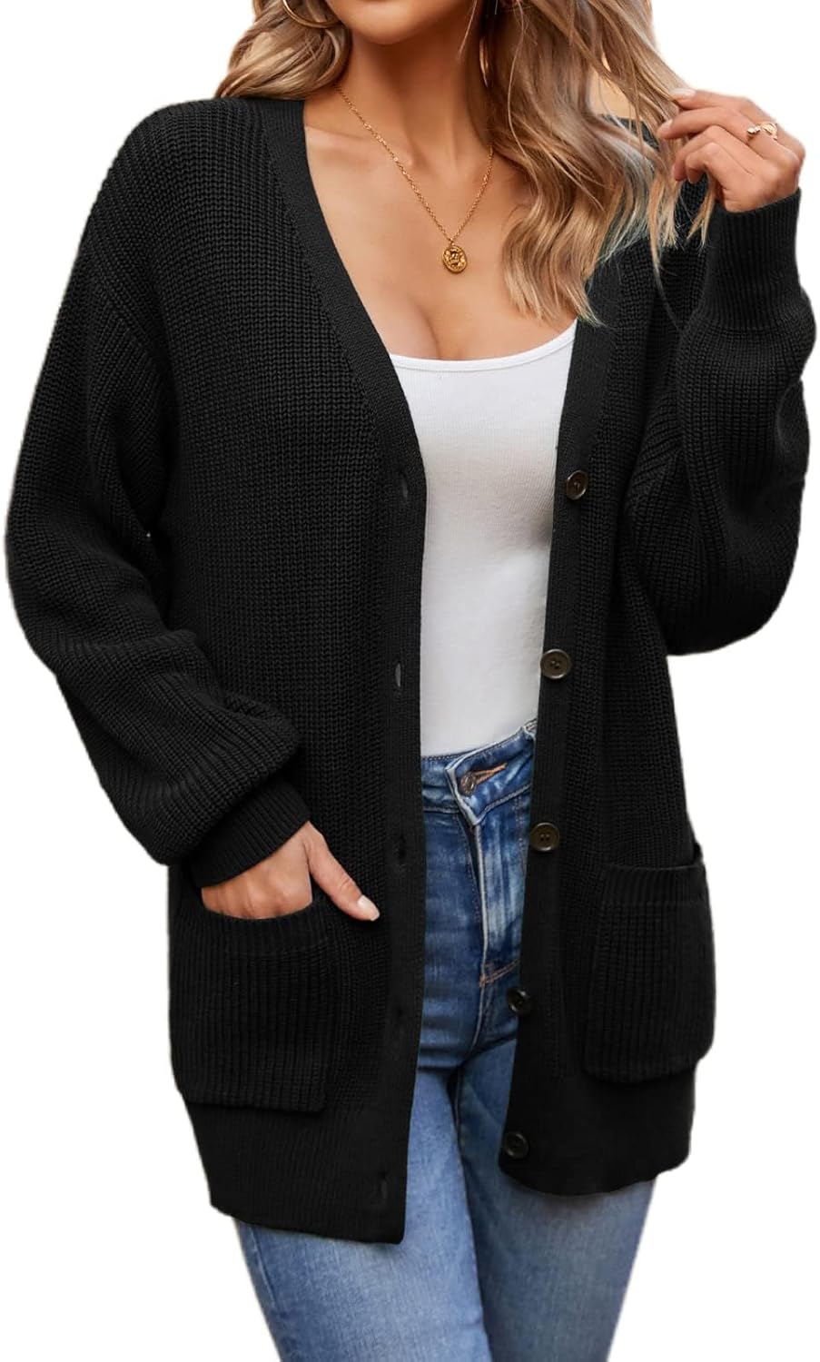 QUALFORT Women's 100% Cotton Cardigans for Effortless Style