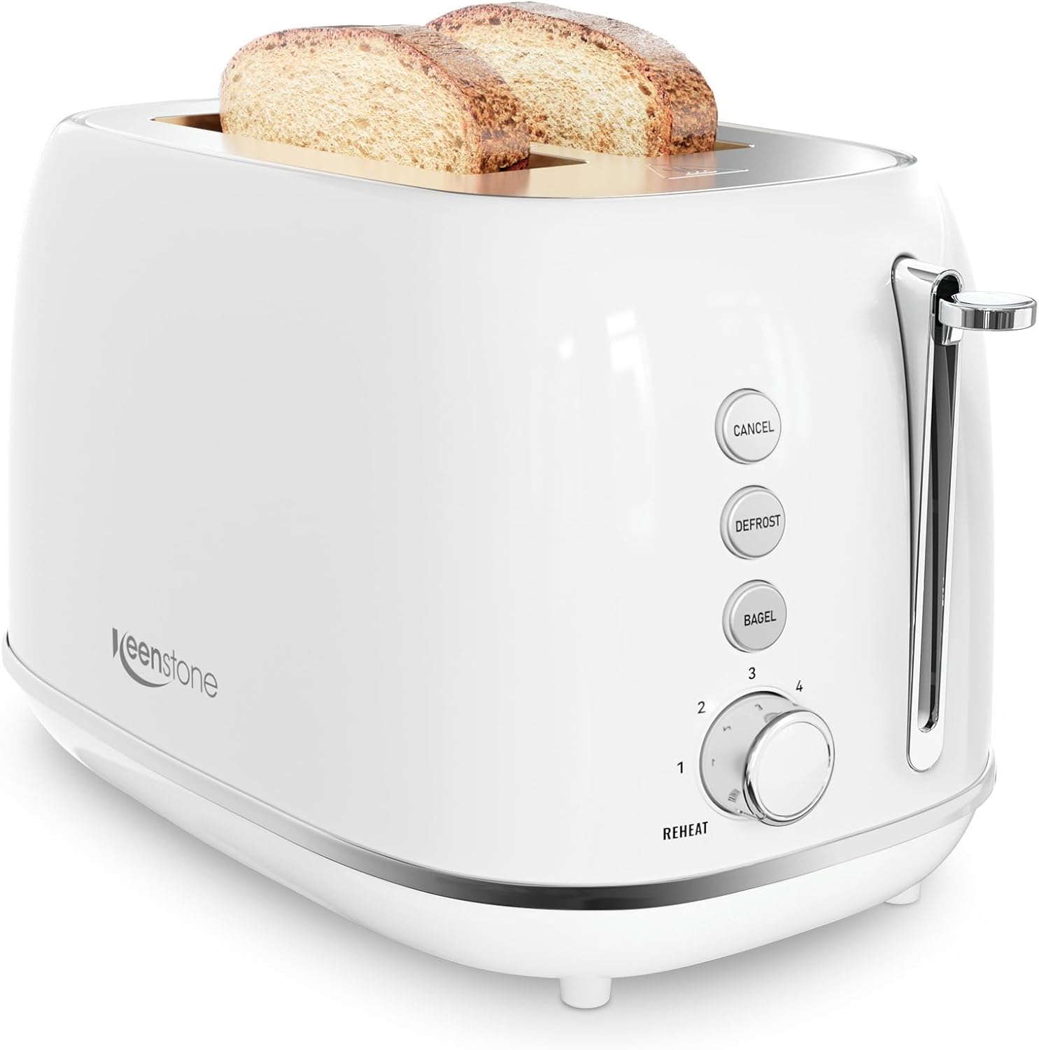 Keenstone Toaster 2 Slice Retro Stainless Steel with 6 Levels