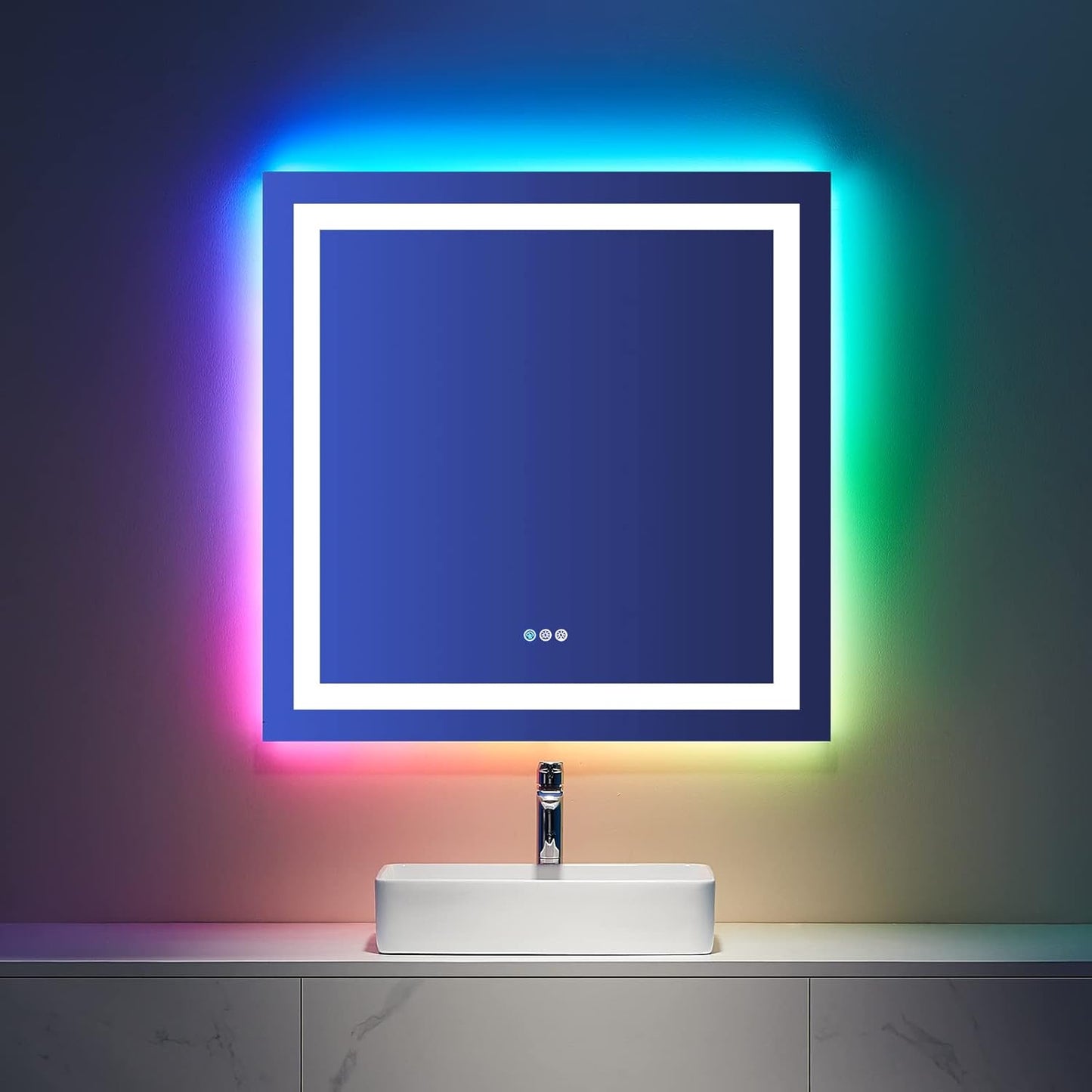 LOAAO 36X36 LED Bathroom Mirror with Lights and Anti-Fog Feature