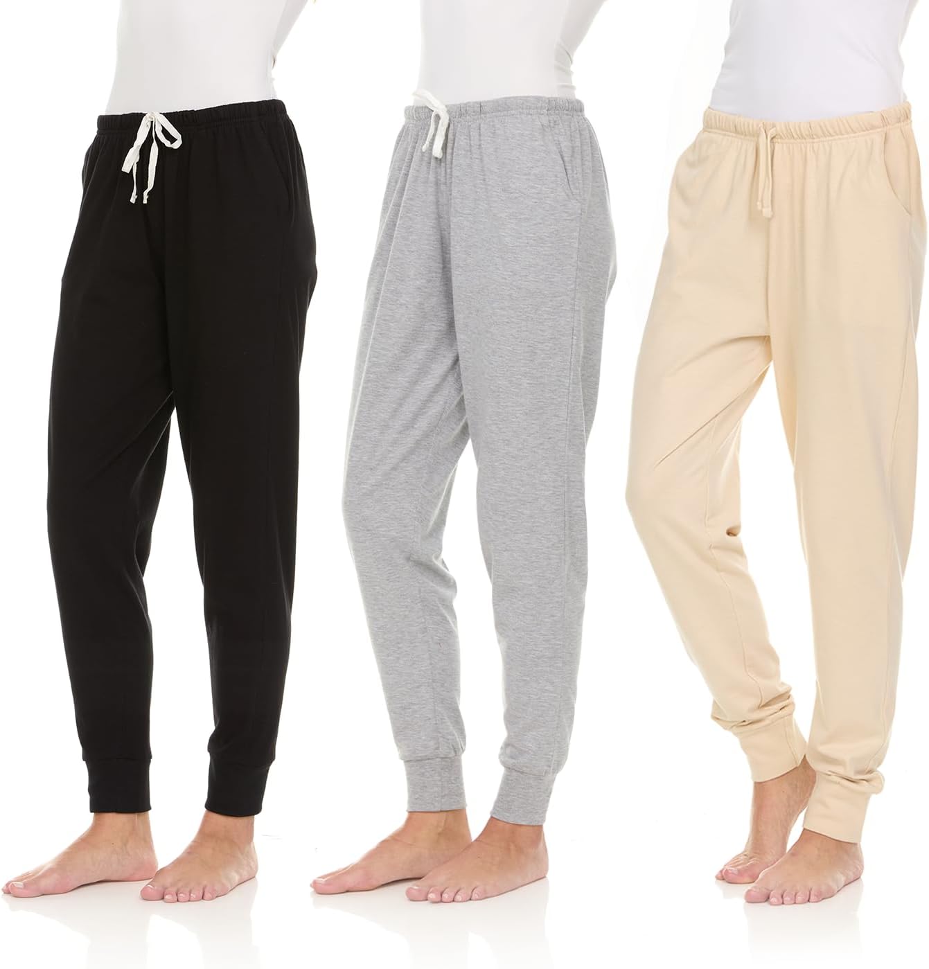 Womens Cotton Joggers - 3 Pack of Comfortable Lounge Pants