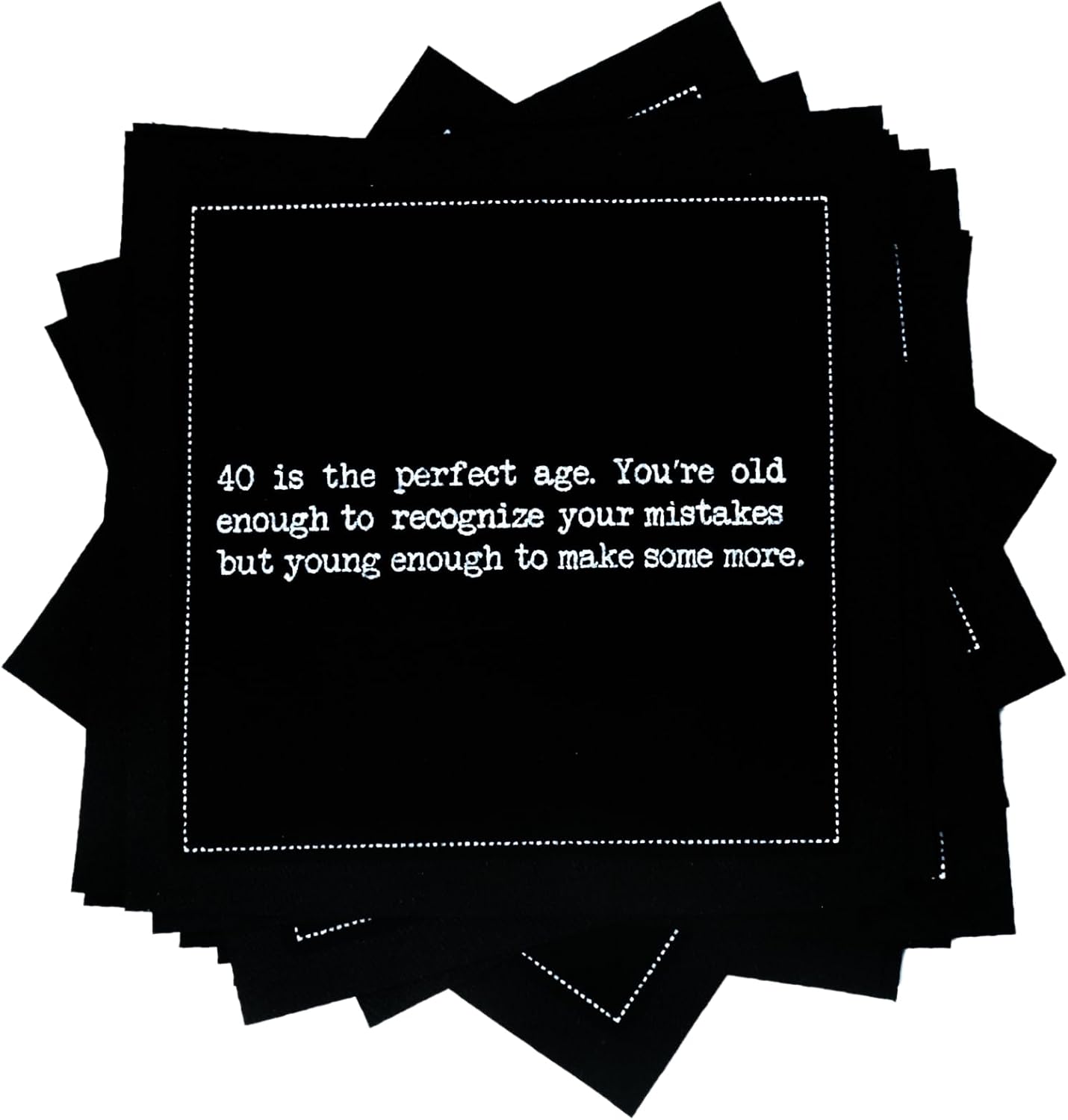 Five Star Napkins 40th Birthday Quotes Black Cotton Cocktail Napkins