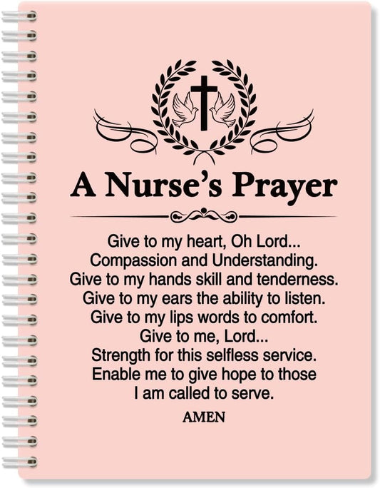 Nurse's Prayer Pink Spiral Journal - Funny Nurse Gift